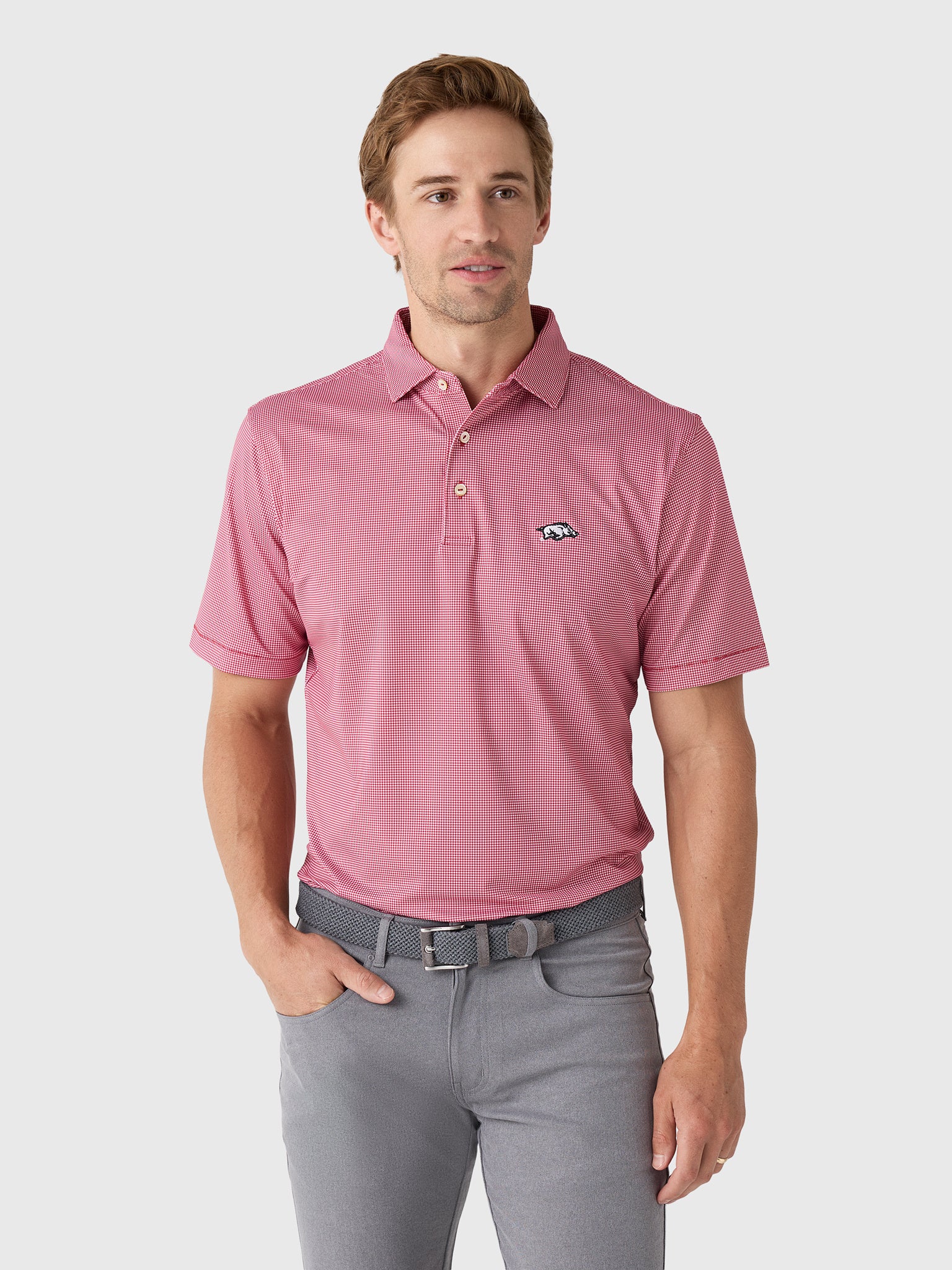 Peter Millar Collegiate Men's Border Performance Jersey Polo - Saint Bernard
