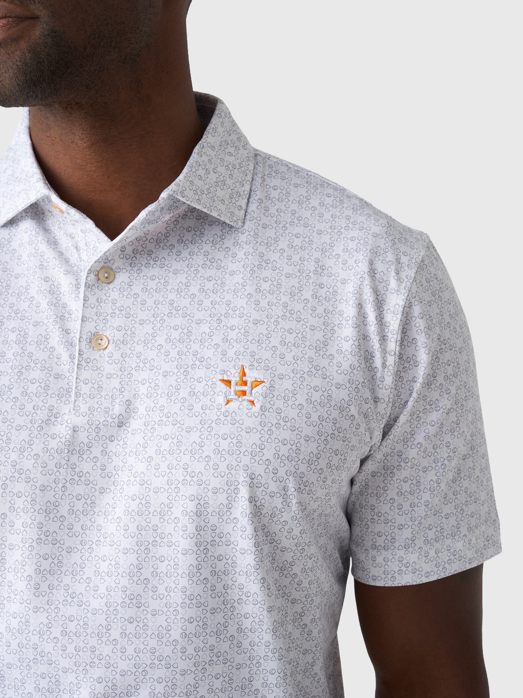 Peter Millar Major League Baseball Men's Houston Astros Bases Loaded Performance Jersey Polo - Saint Bernard
