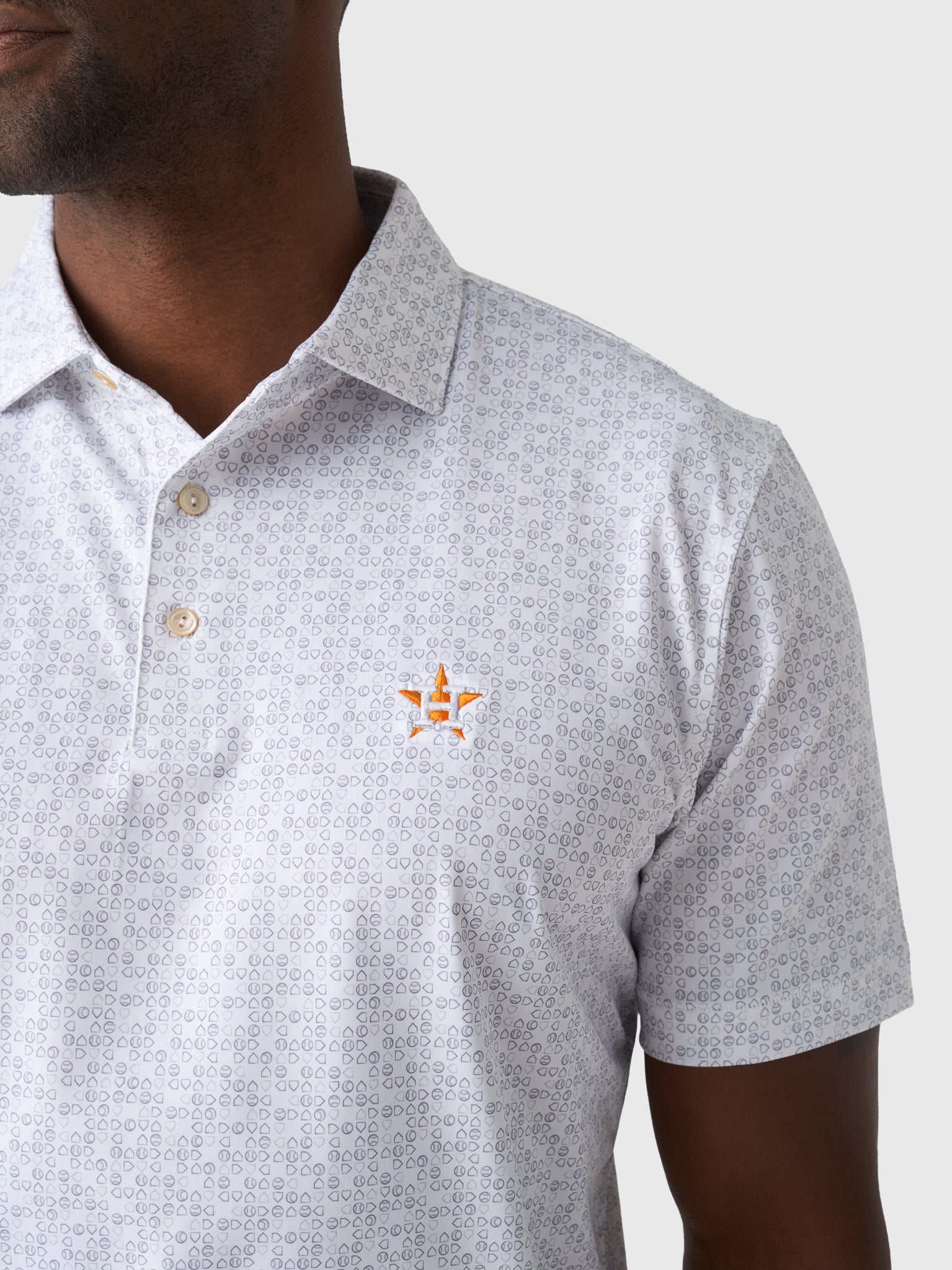 Peter Millar Major League Baseball Men's Houston Astros Bases Loaded Performance Jersey Polo - Saint Bernard