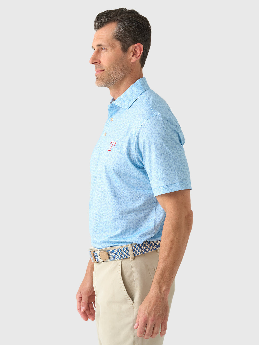 Peter Millar Major League Baseball Men's Texas Rangers Bases Loaded Performance Jersey Polo - Saint Bernard