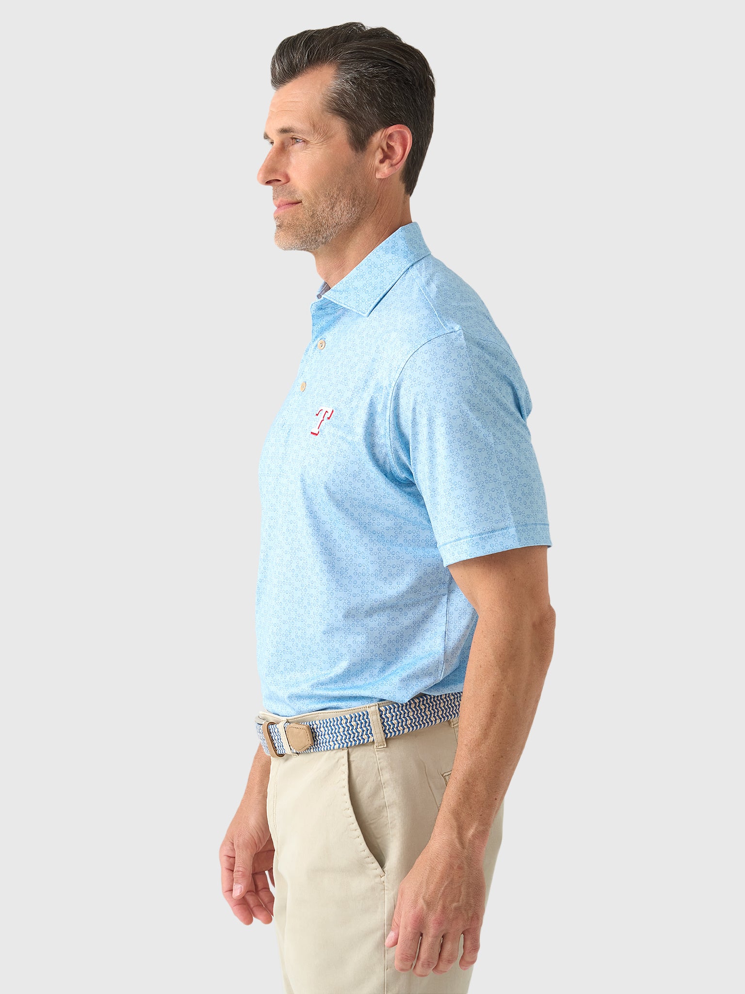 Peter Millar Major League Baseball Men's Texas Rangers Bases Loaded Performance Jersey Polo - Saint Bernard