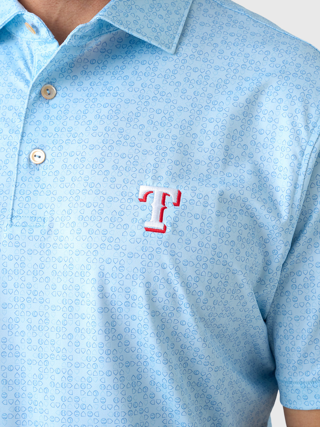Peter Millar Major League Baseball Men's Texas Rangers Bases Loaded Performance Jersey Polo - Saint Bernard