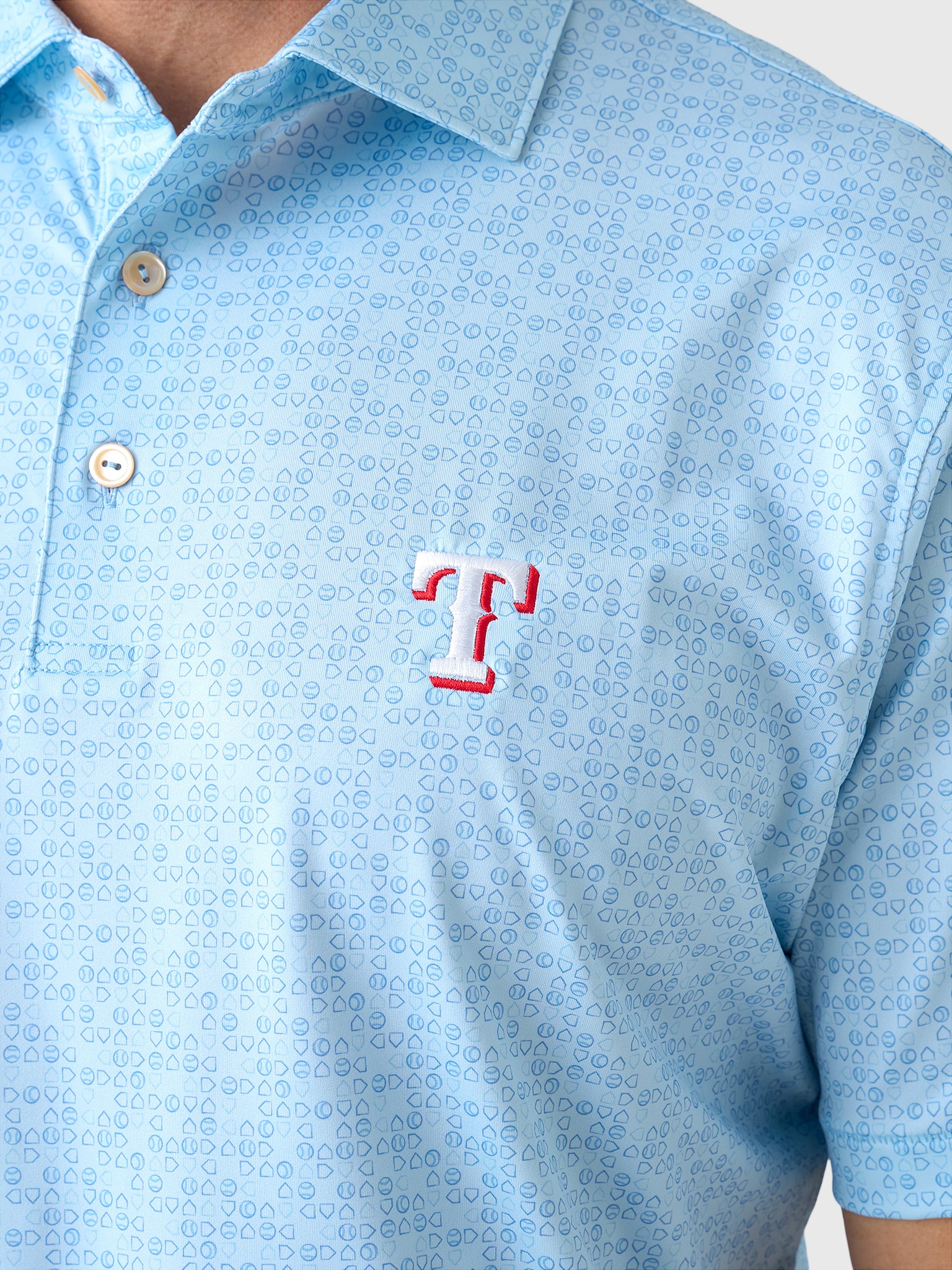 Peter Millar Major League Baseball Men's Texas Rangers Bases Loaded Performance Jersey Polo - Saint Bernard