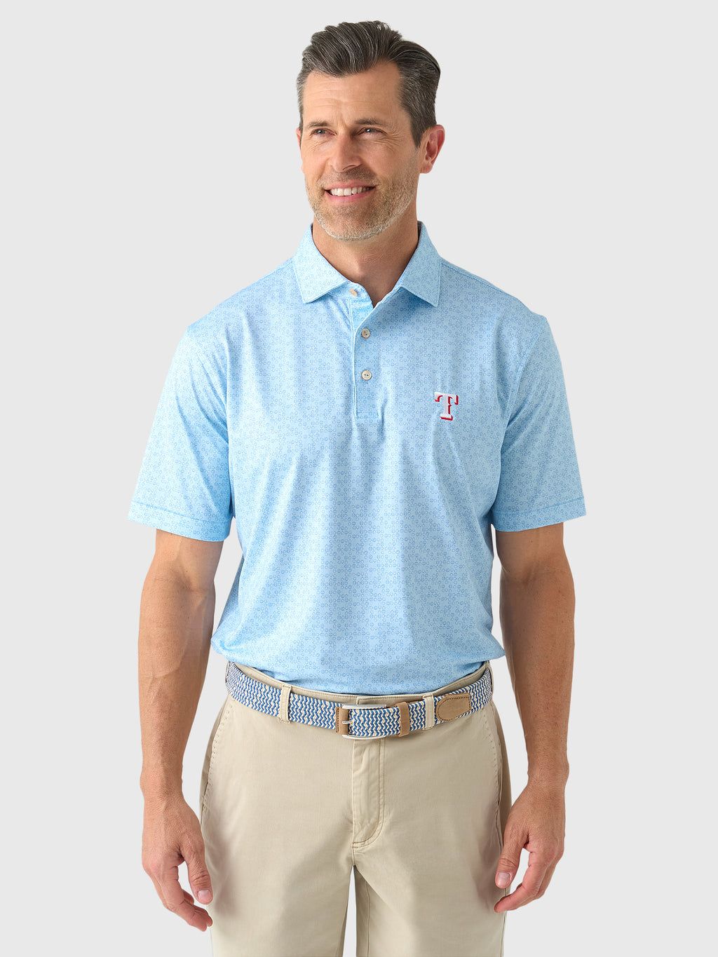 Peter Millar Major League Baseball Men's Texas Rangers Bases Loaded Performance Jersey Polo - Saint Bernard