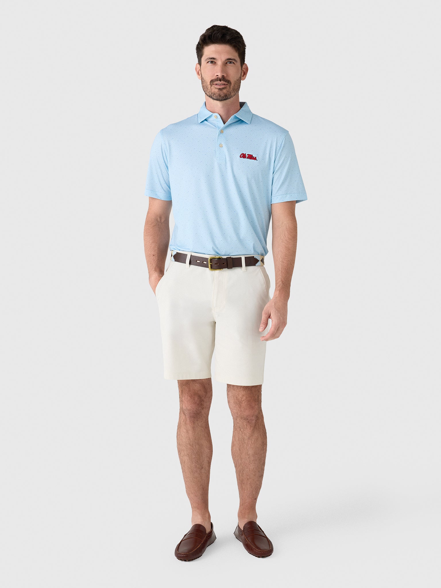 Peter Millar Collegiate Men's On The Ball Performance Jersey Polo - Saint Bernard