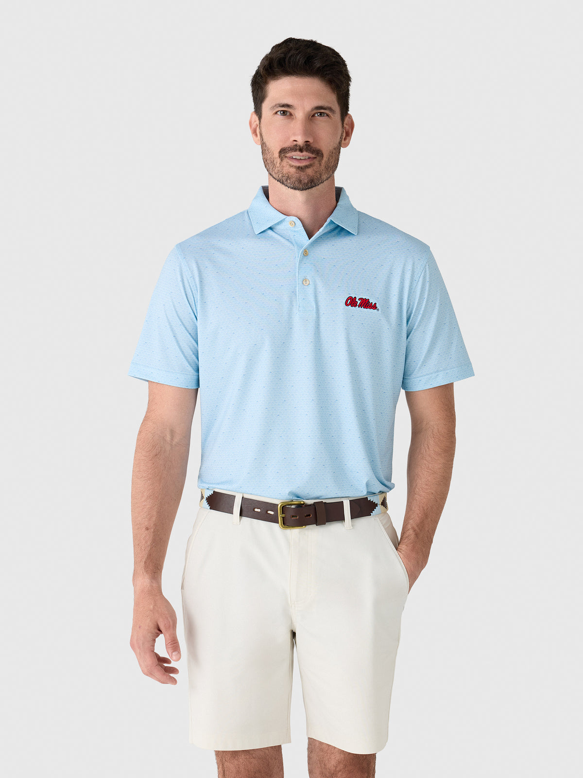 Peter Millar Collegiate Men's On The Ball Performance Jersey Polo - Saint Bernard