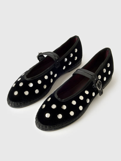 Flabelus Women's Mae Silver Black Flat - Saint Bernard