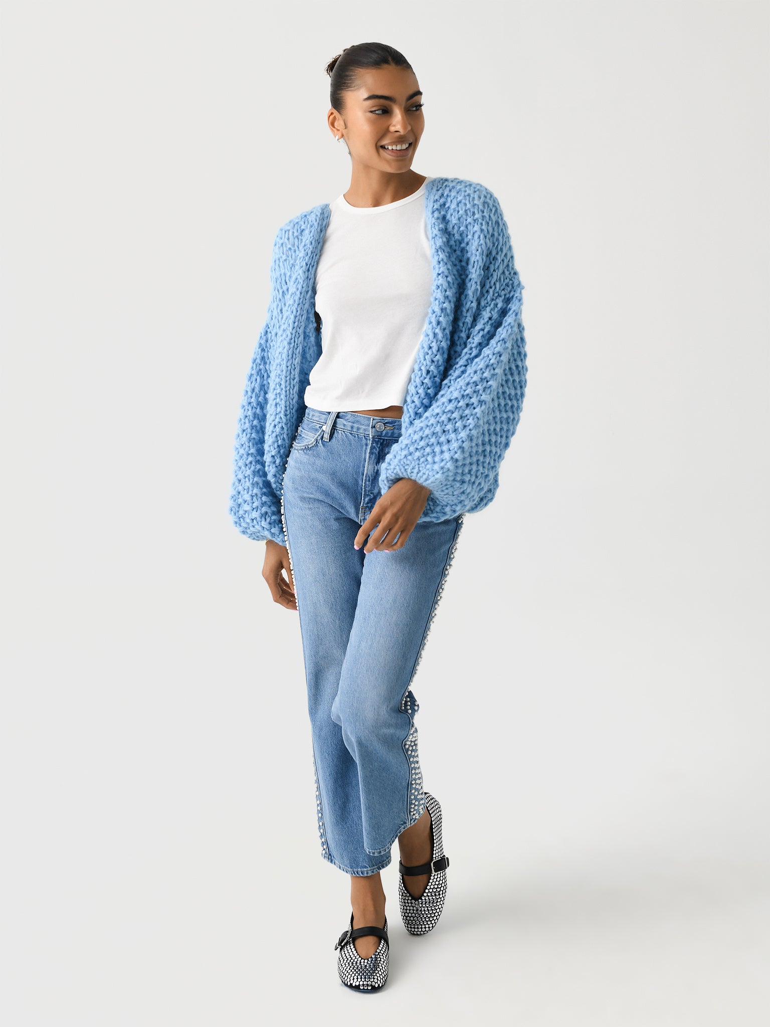 Maiami Women's Alpaca Pearl Pattern Bomber Cardigan | $560.00
