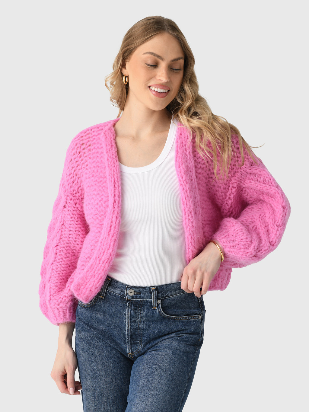 Maiami Women's Alpaca Cable Bomber Cardigan - Saint Bernard
