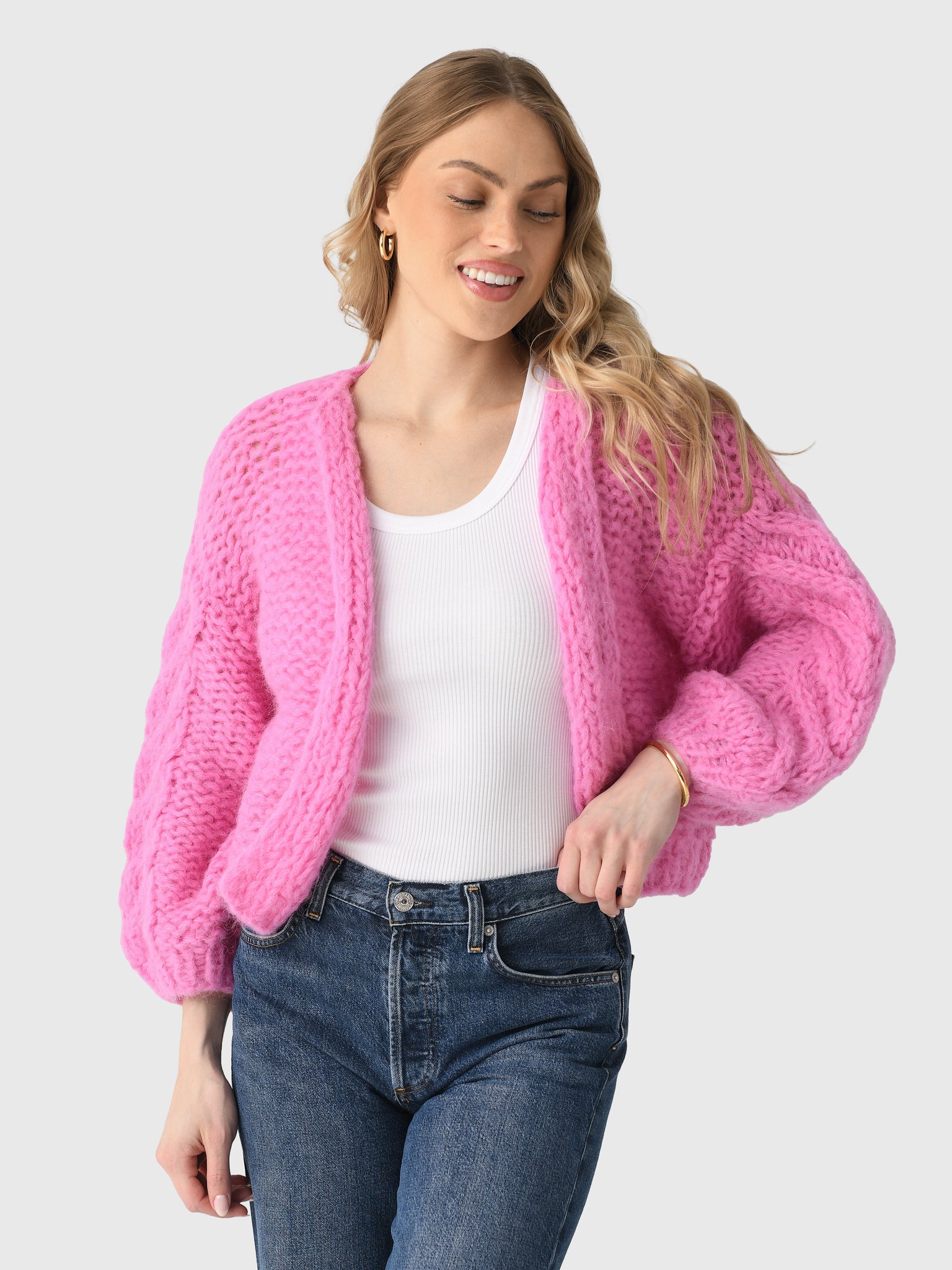 Maiami Women's Alpaca Cable Bomber Cardigan - Saint Bernard