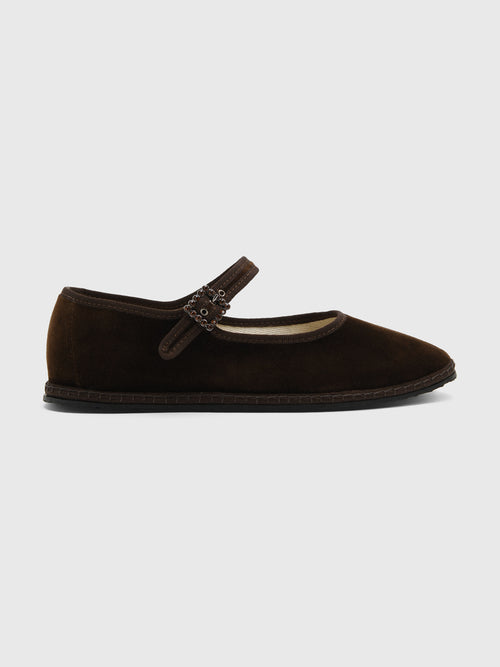 Vibi Venezia Women's Mary Jane Velvet Swarovski Buckle Flat - Saint Bernard