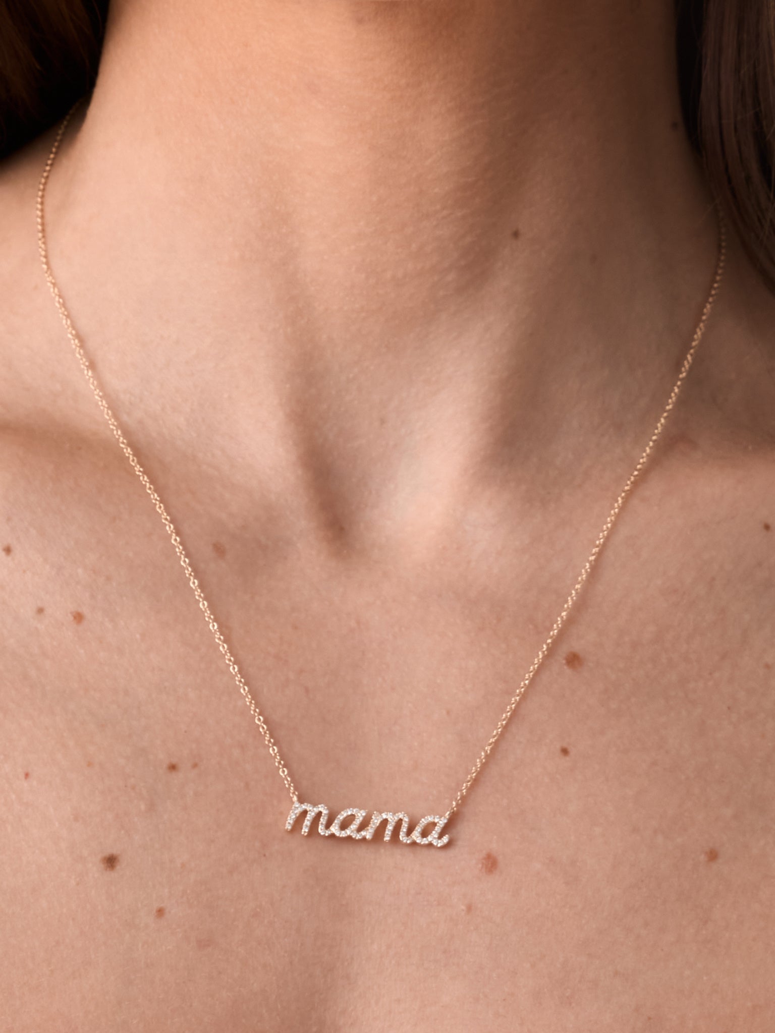 Francie B. Mama Script Diamond Necklace - Saint Bernard