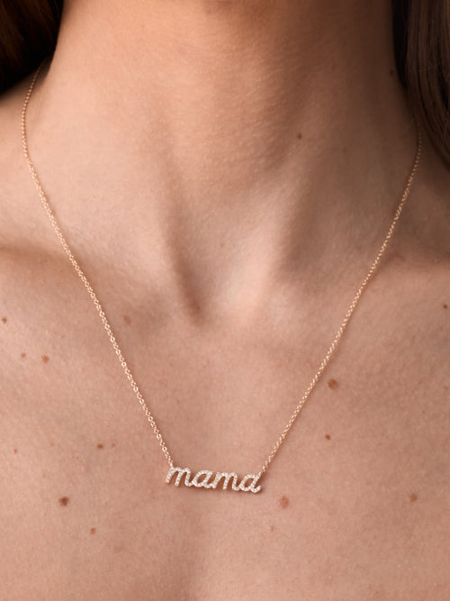 Francie B. Mama Script Diamond Necklace