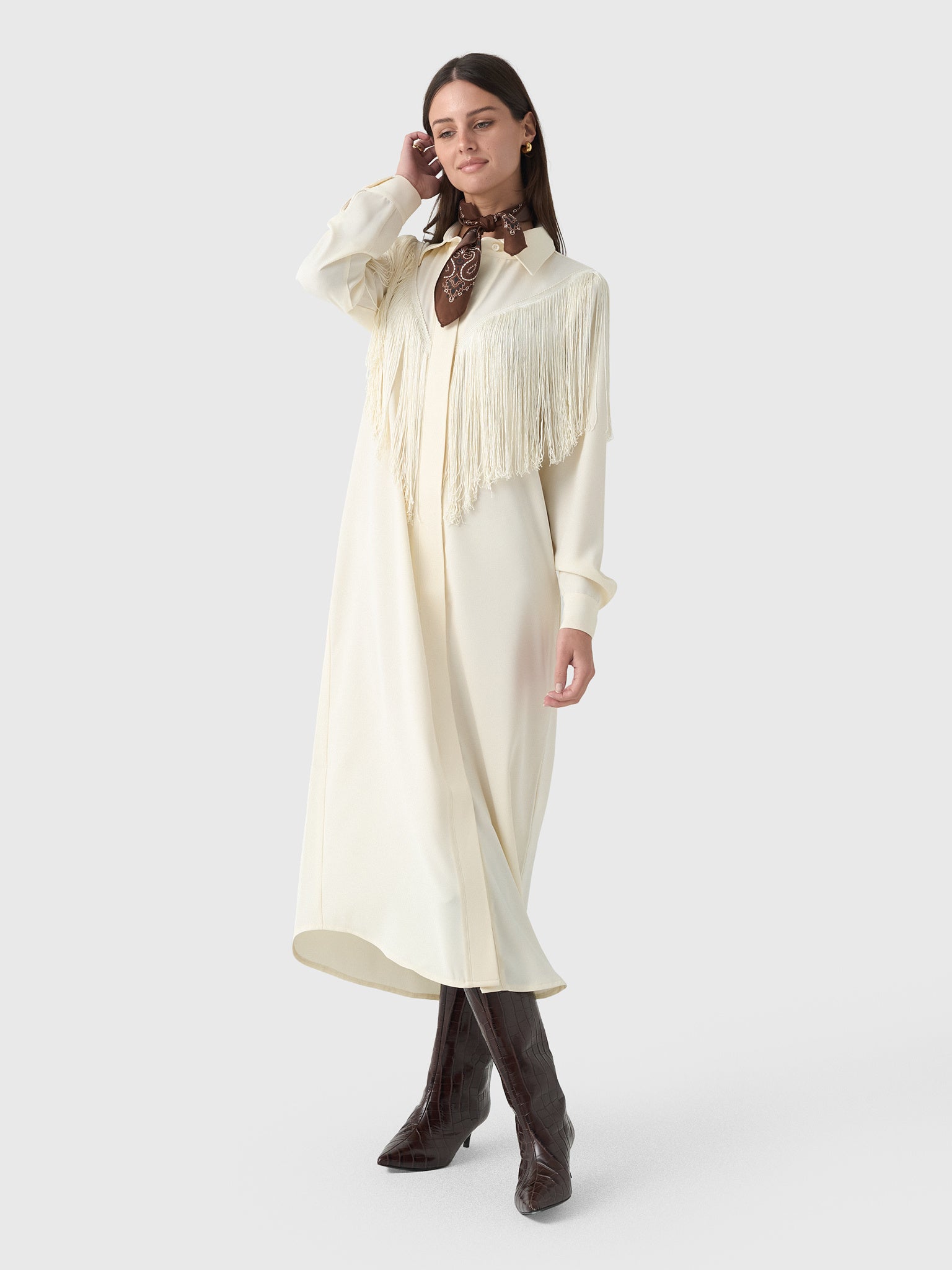 Masons Daughter Women's Marcia Western Fringe Midi Dress - Saint Bernard