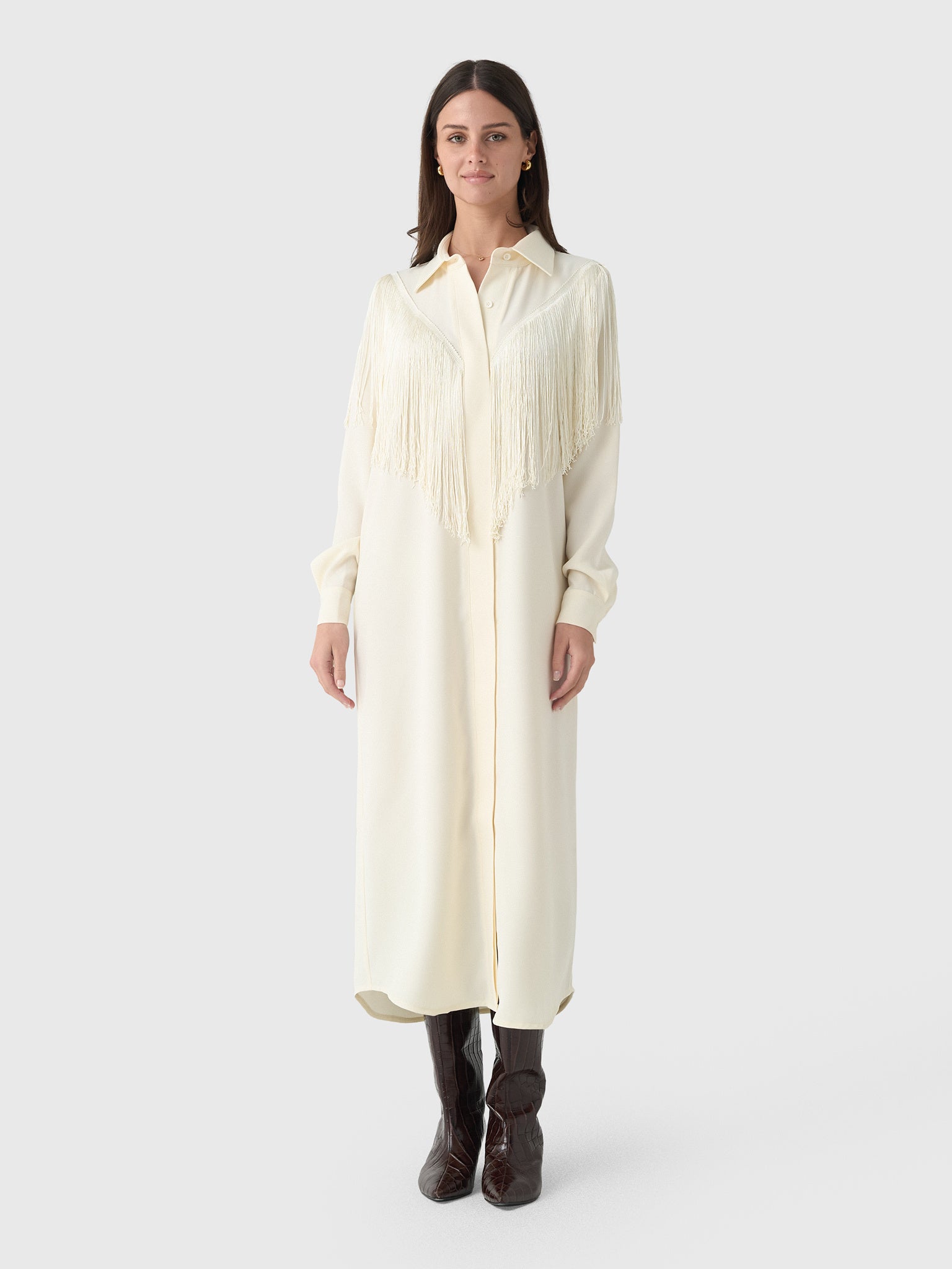 Masons Daughter Women's Marcia Western Fringe Midi Dress - Saint Bernard