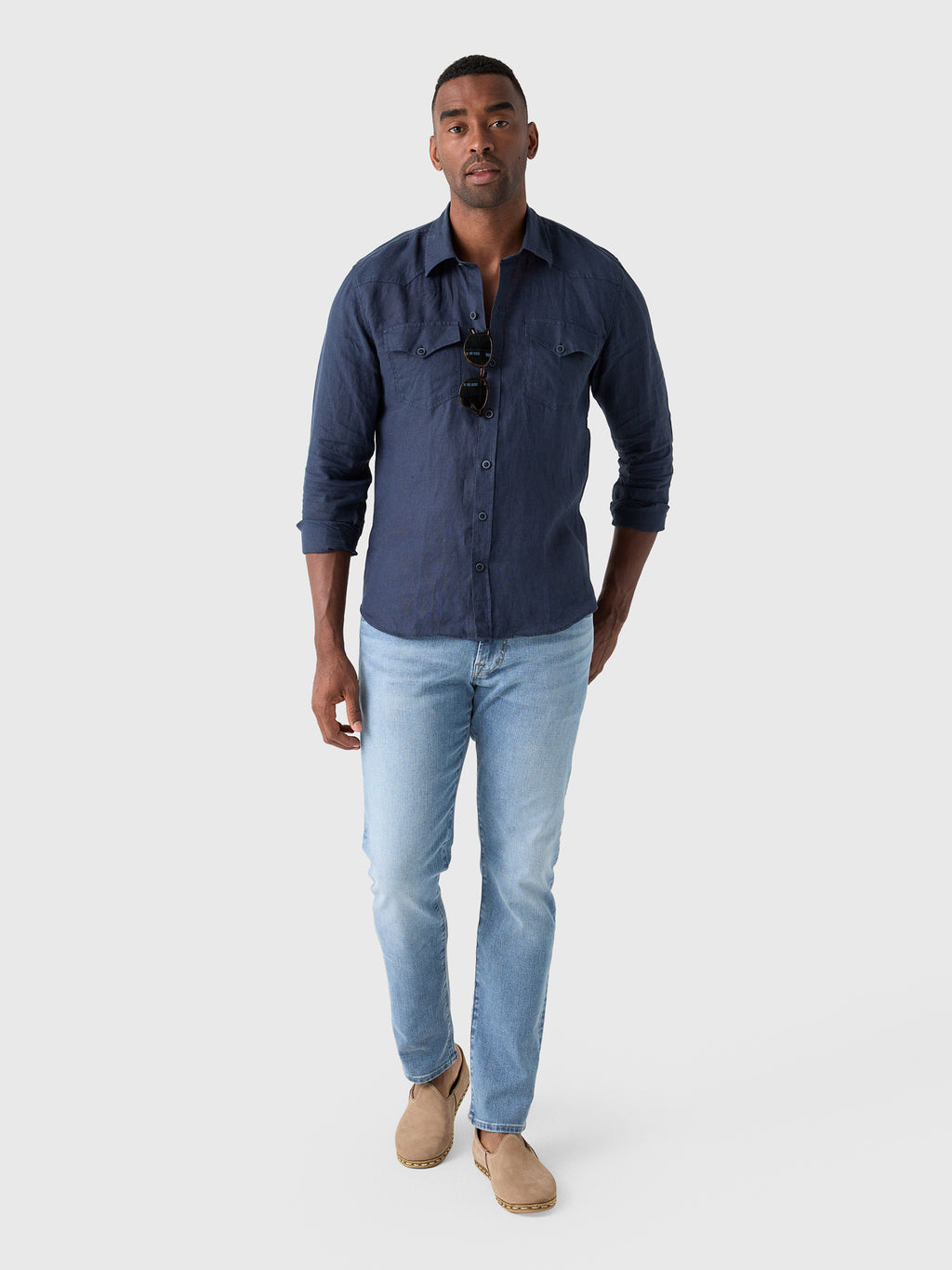 Rye51 Men's The Marfa Western Linen Shirt - Saint Bernard