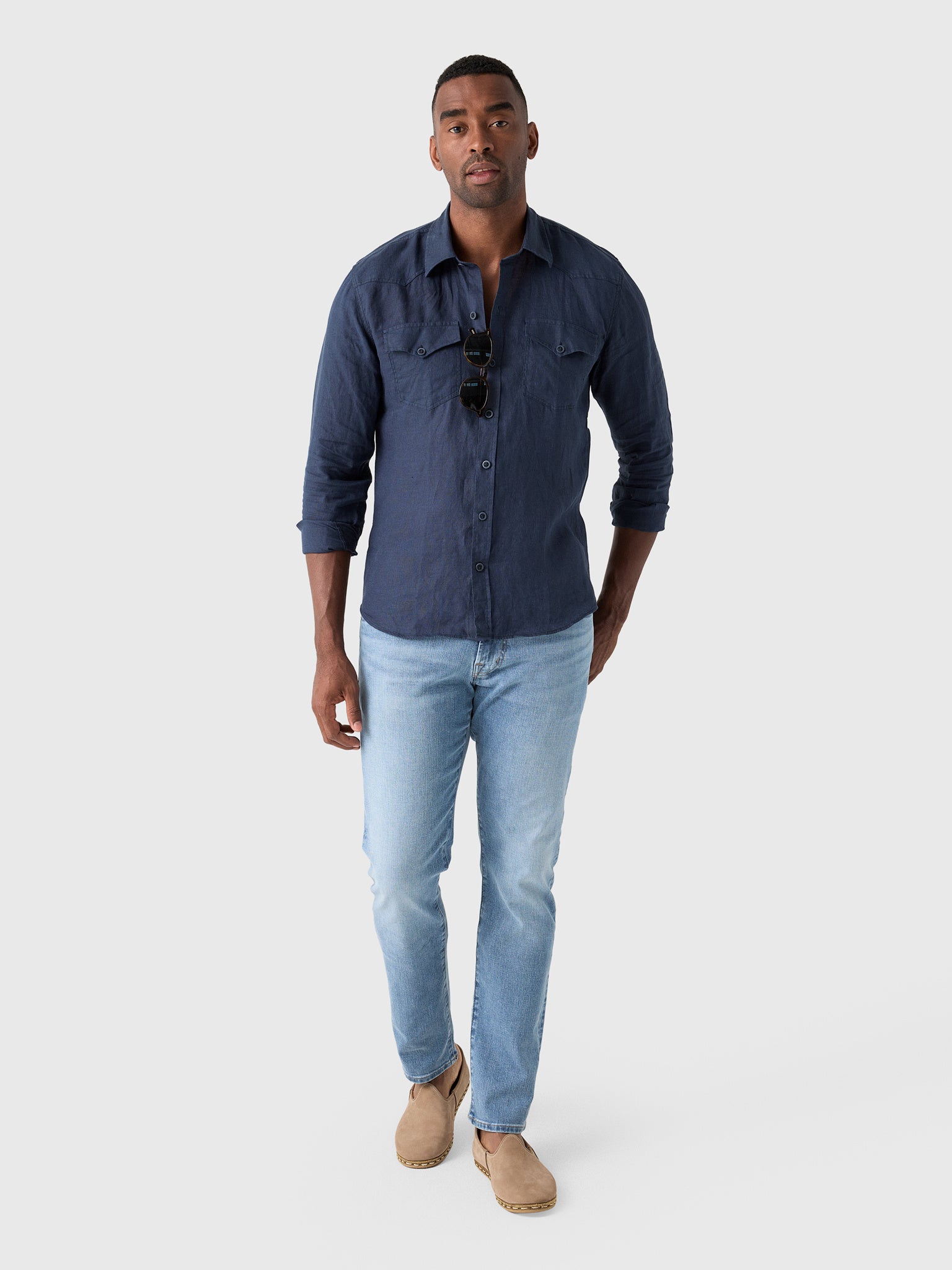 Rye51 Men's The Marfa Western Linen Shirt - Saint Bernard