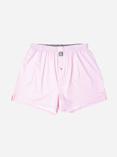 Peter Millar Crown Sport Men's Nebraska Printed Gingham Check Stretch Jersey Boxer