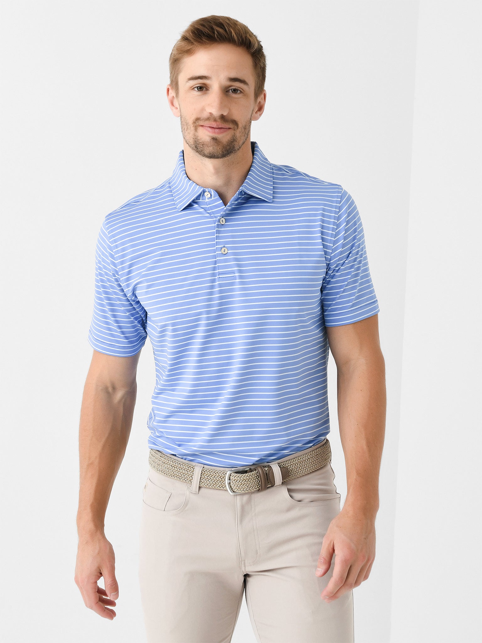 Peter Millar Crown Sport Men's Drum Performance Jersey Polo - Saint Bernard