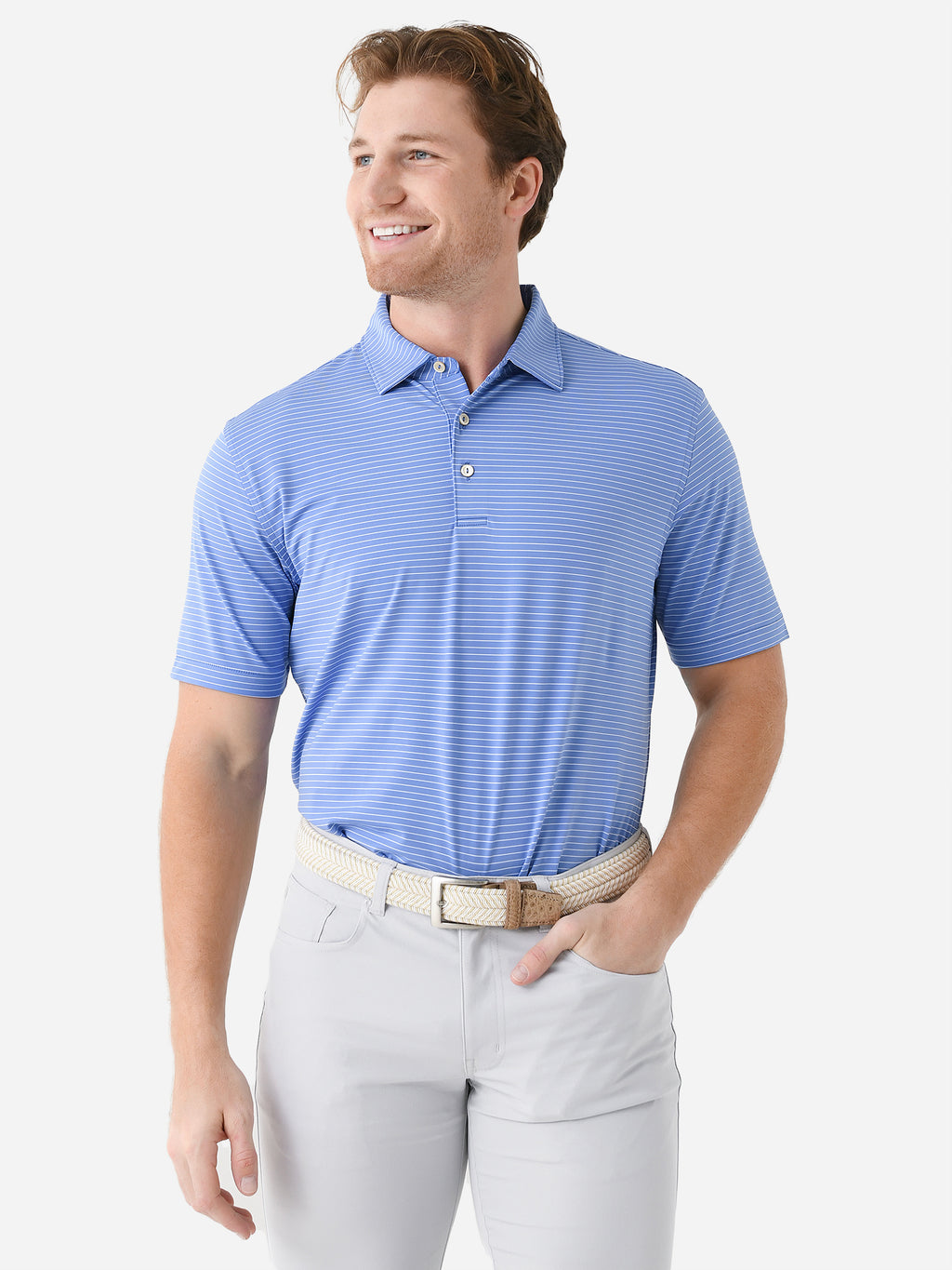 Peter Millar Crown Sport Men's Hemlock Performance Jersey Polo - Saint Bernard