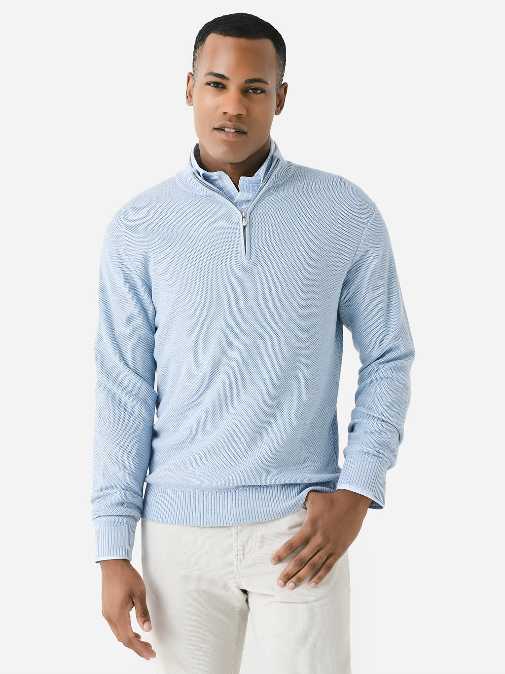 Peter Millar Crown Men's Nevis Twisted Quarter-Zip - Saint Bernard