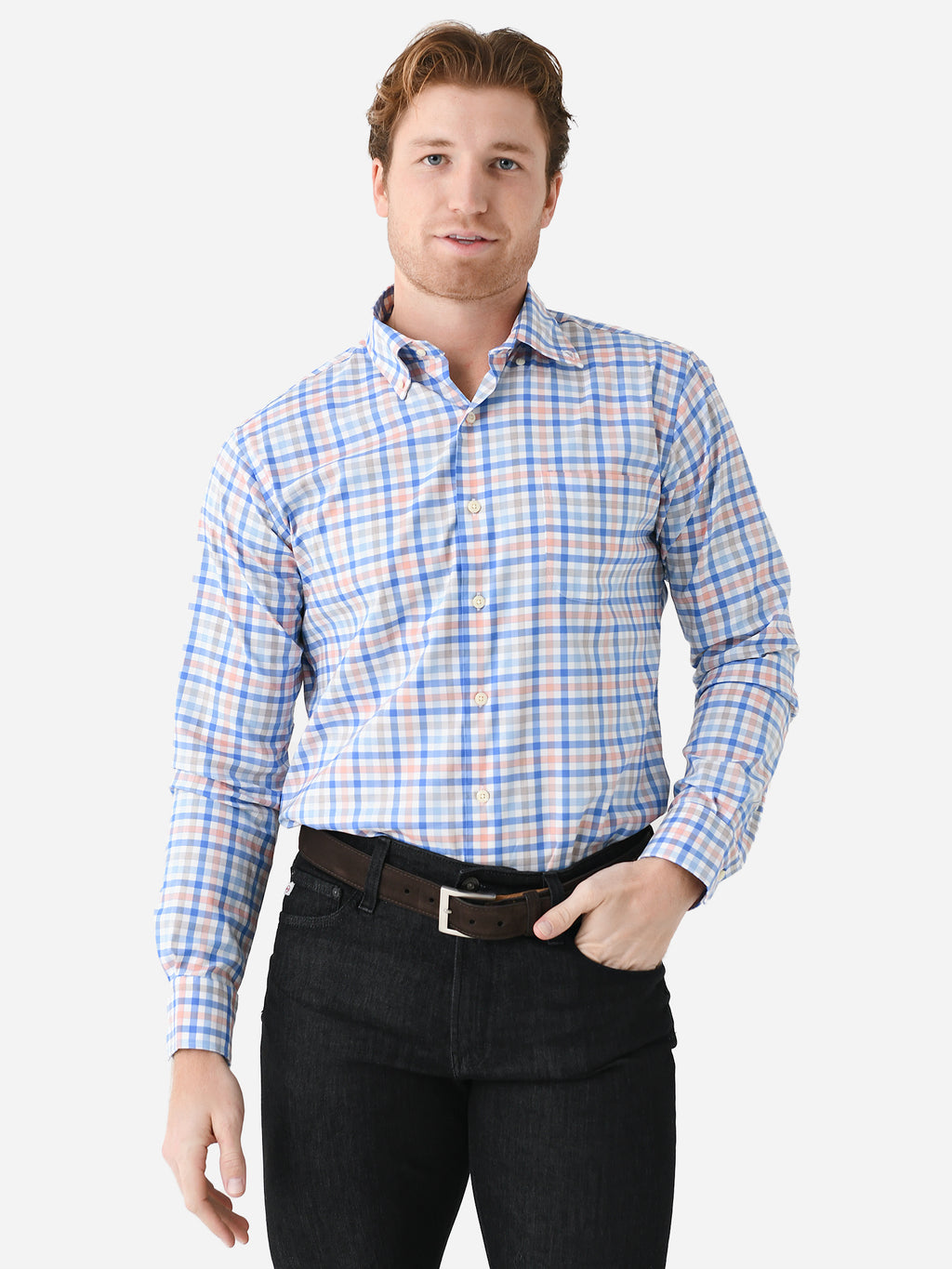 Peter Millar Crown Men's Orin Cotton-Stretch Sport Shirt - Saint Bernard