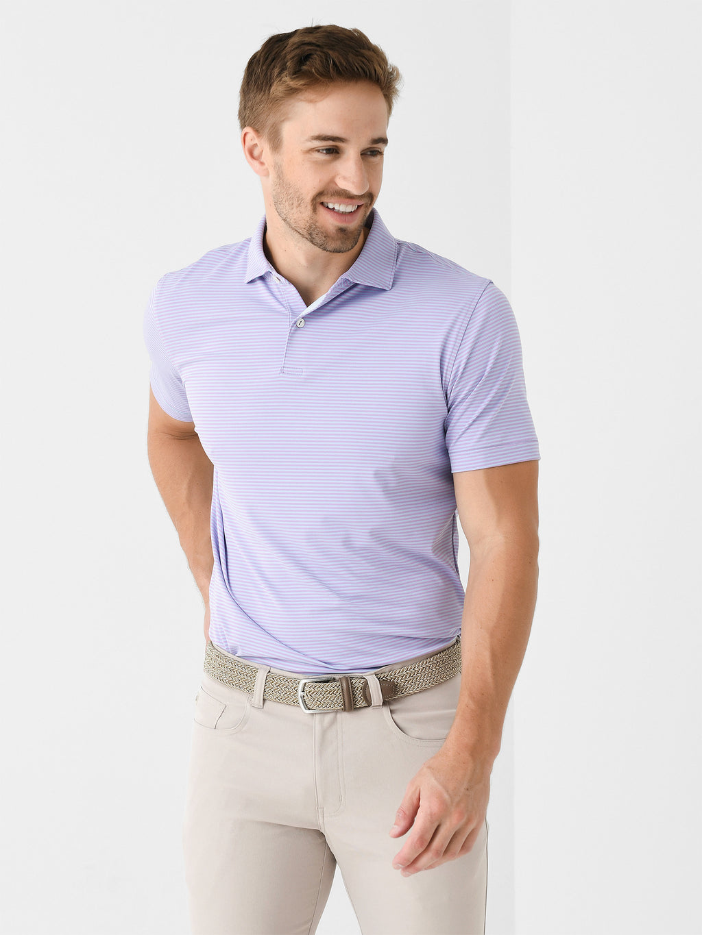 Peter Millar Crown Crafted Men's Ambrose Performance Jersey Polo - Saint Bernard