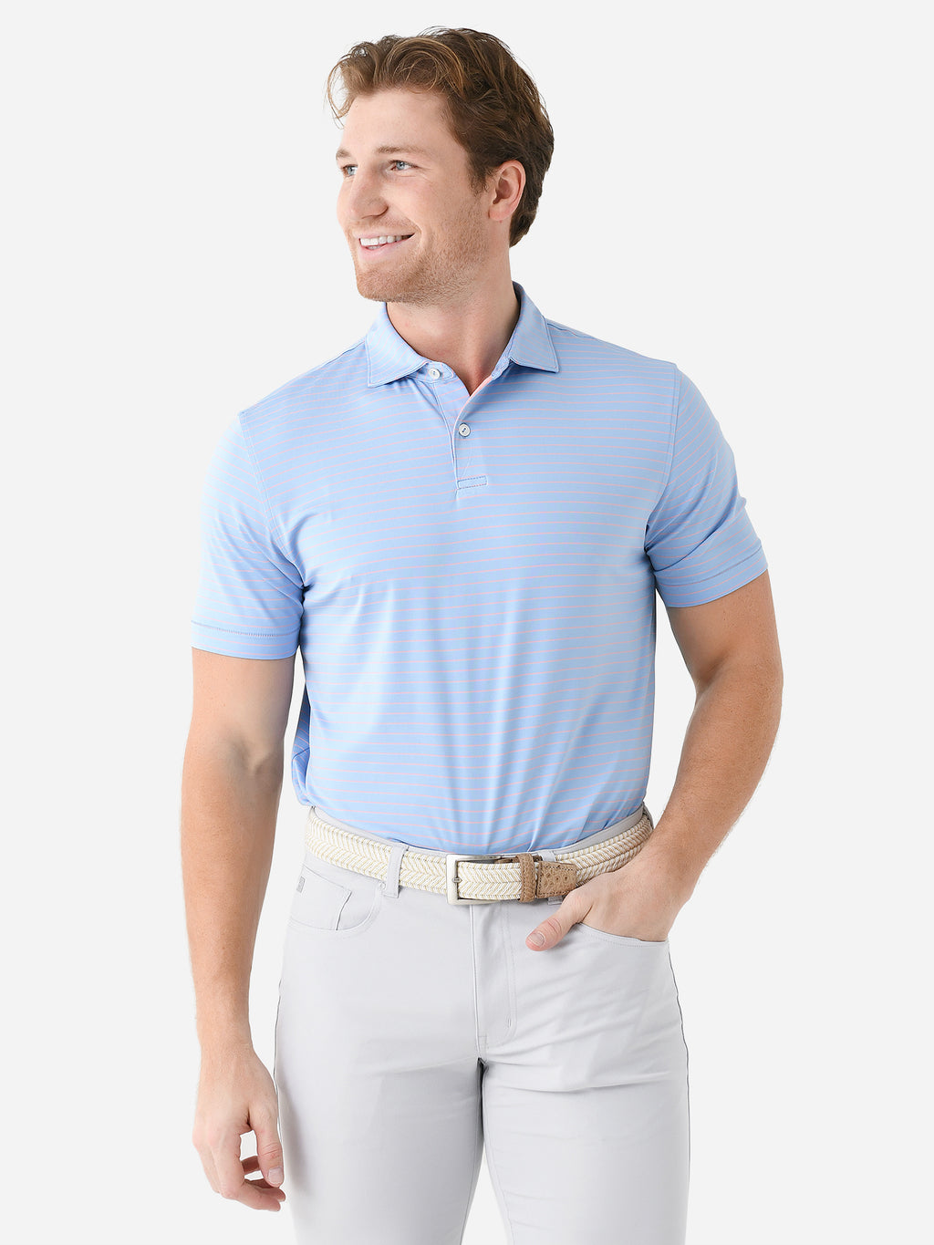 Peter Millar Crown Crafted Men's Duet Performance Jersey Polo - Saint Bernard