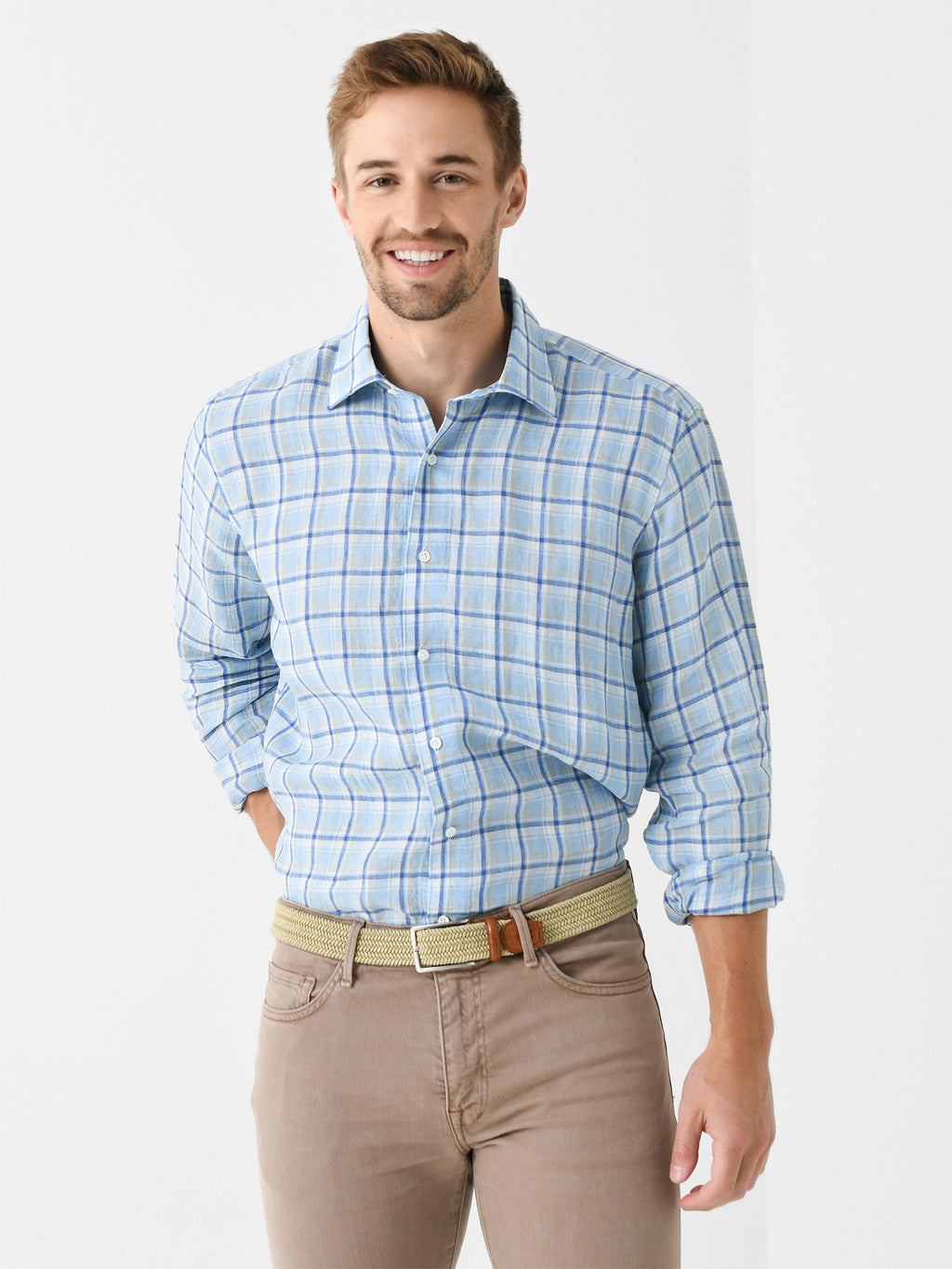 Peter Millar Crown Crafted Men's Woodlawn Linen Sport Shirt - Saint Bernard