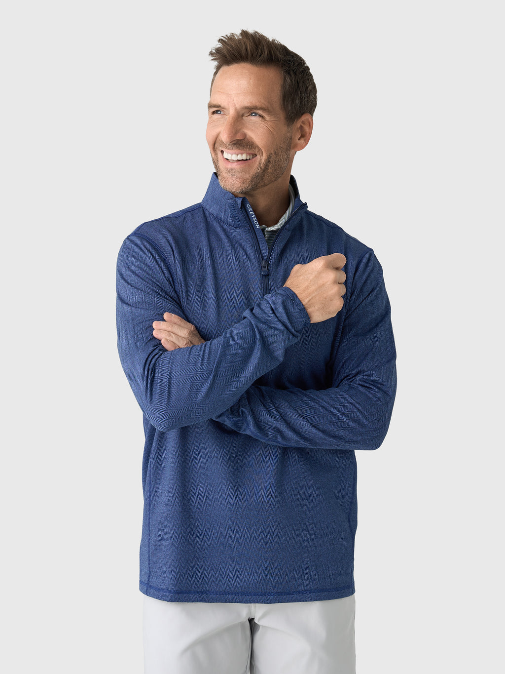 Greyson Men's Tate Herringbone Mockneck Quarter-Zip - Saint Bernard