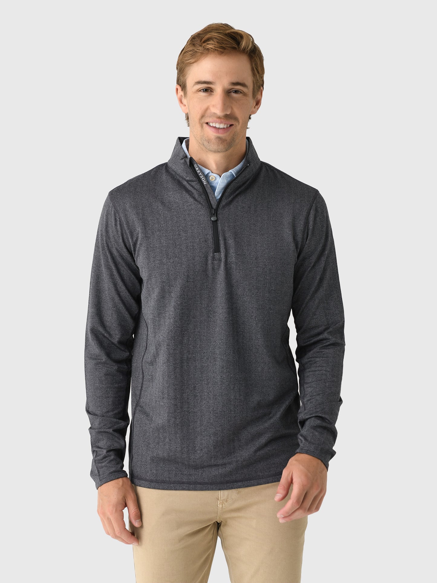 Greyson Men's Tate Herringbone Mockneck Quarter-Zip - Saint Bernard