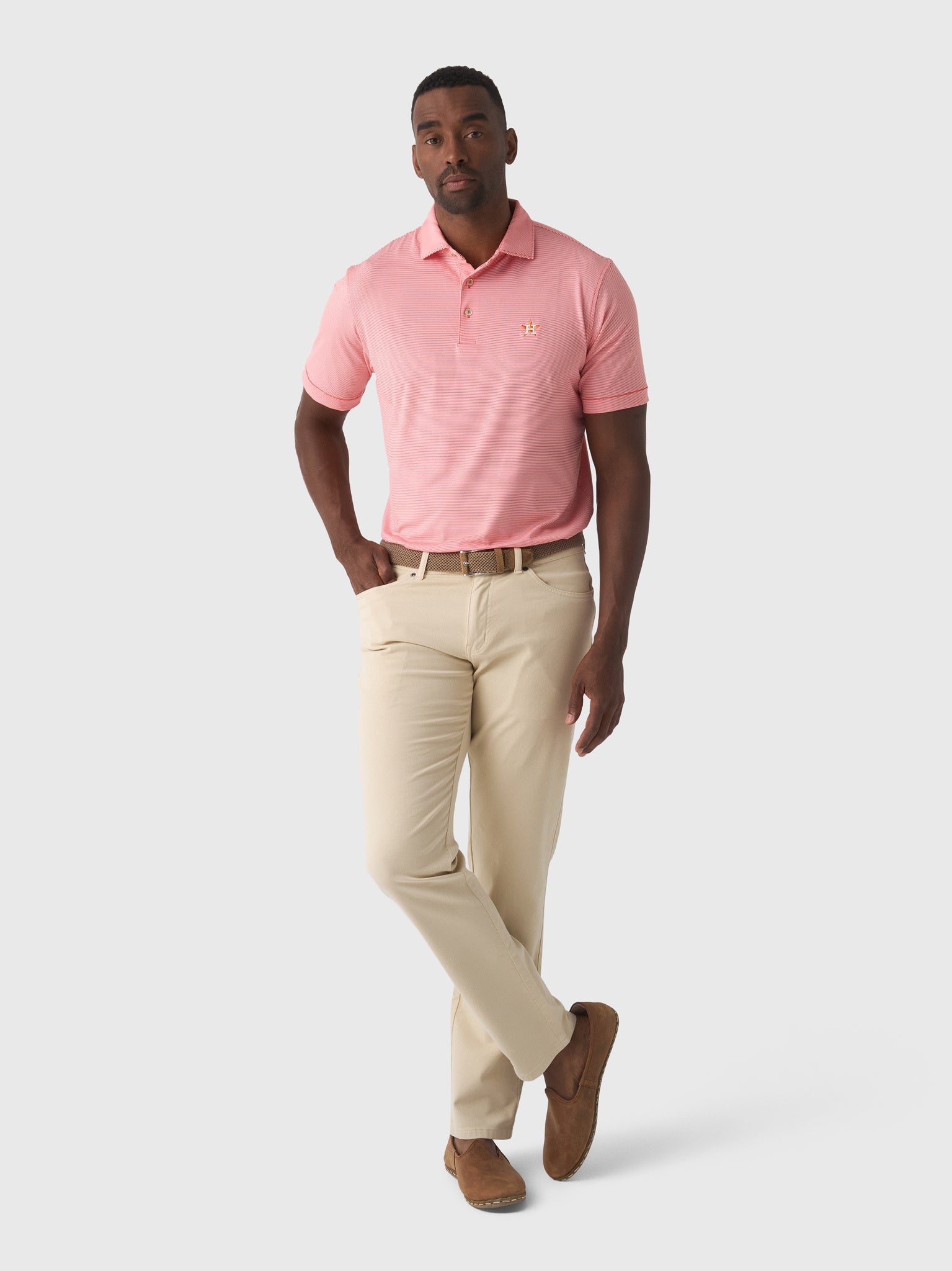 Peter Millar Major League Baseball Men's Houston Astros Jubilee Stripe Performance Polo - Saint Bernard