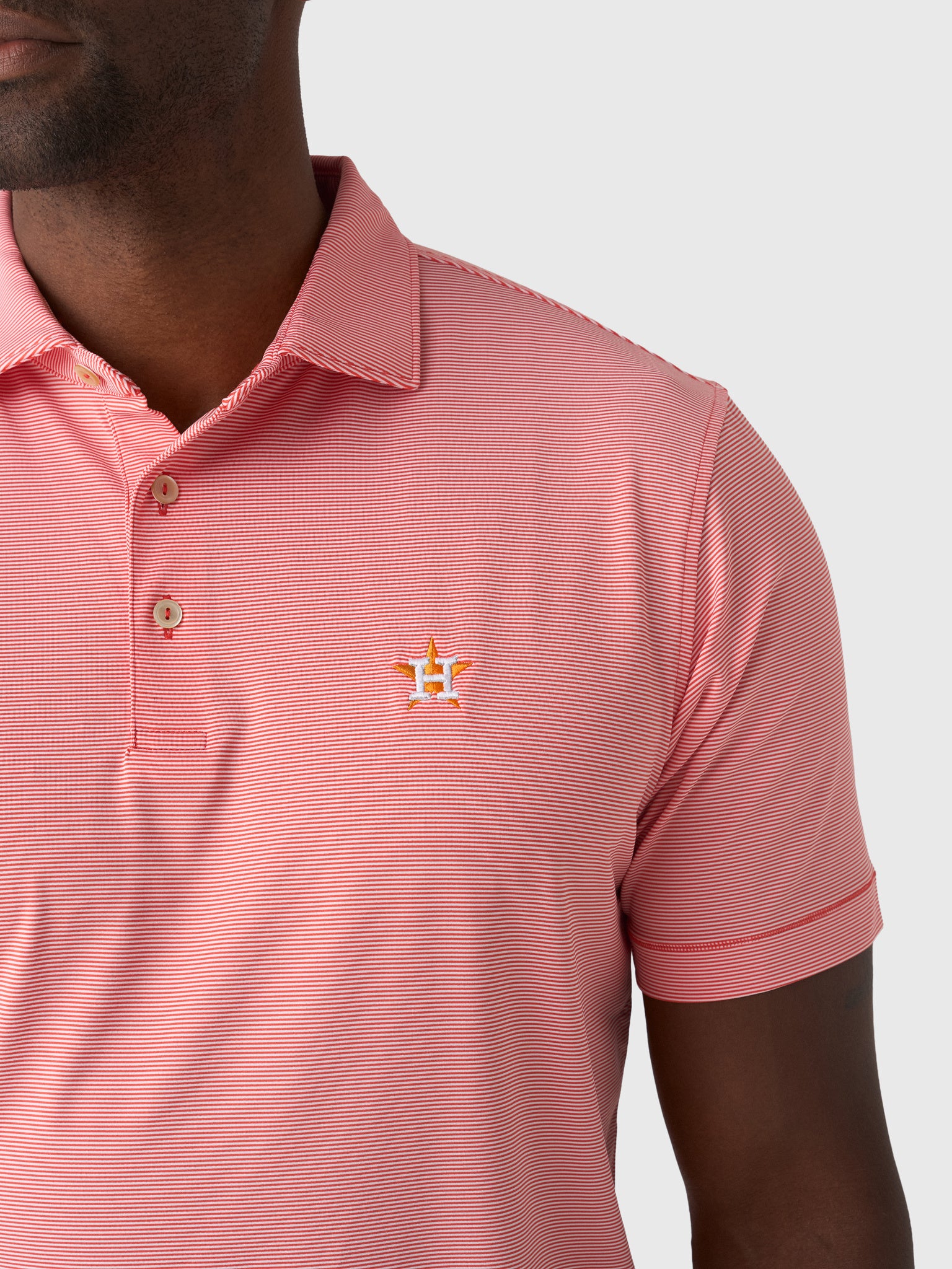 Peter Millar Major League Baseball Men's Houston Astros Jubilee Stripe Performance Polo - Saint Bernard