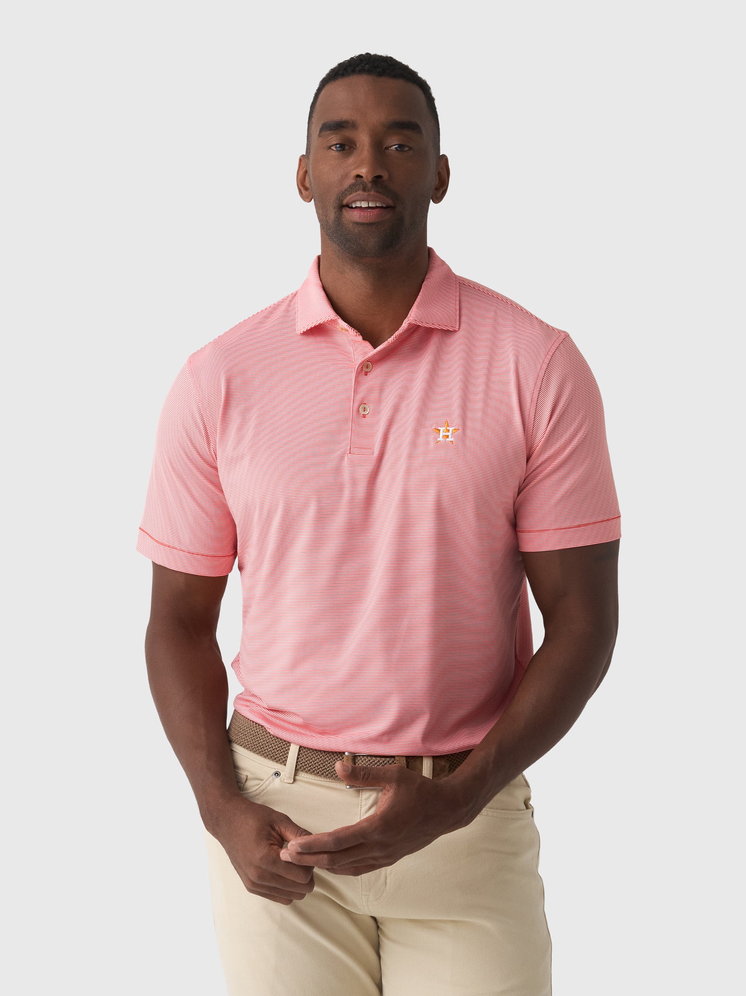 Peter Millar Major League Baseball Men's Houston Astros Jubilee Stripe Performance Polo - Saint Bernard