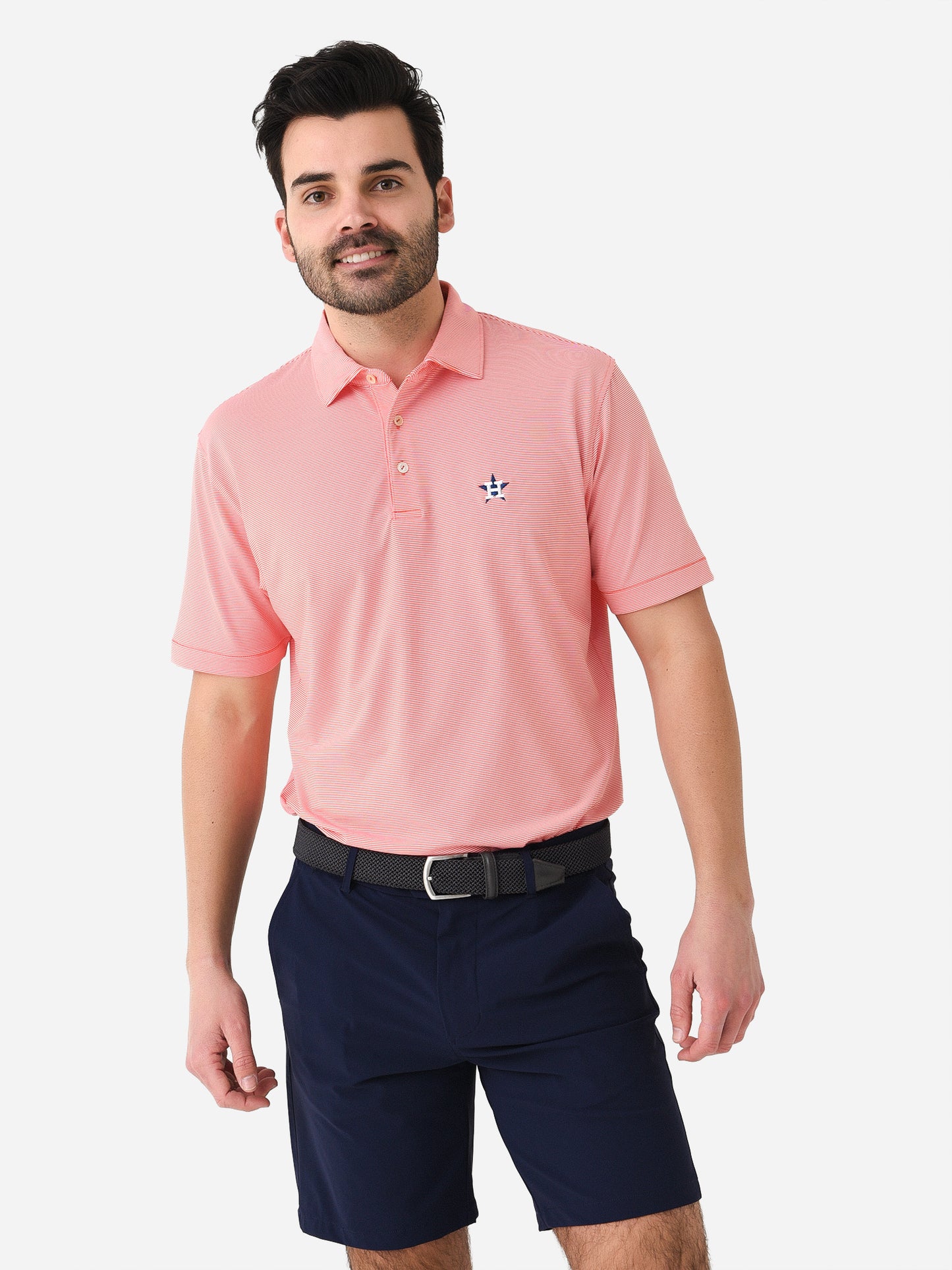 Peter Millar Major League Baseball Men's Houston Astros Jubilee Stripe Performance Polo - Saint Bernard