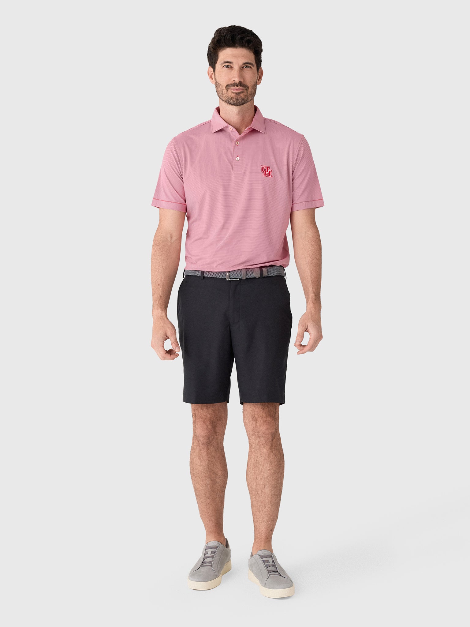 Peter Millar Collegiate Men's Jubilee Stripe Performance Jersey Polo - Saint Bernard