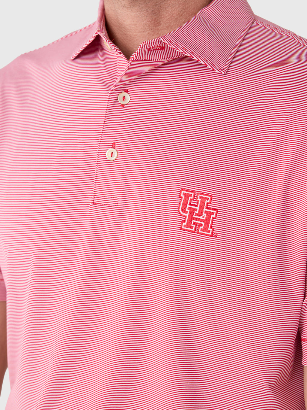 Peter Millar Collegiate Men's Jubilee Stripe Performance Jersey Polo - Saint Bernard