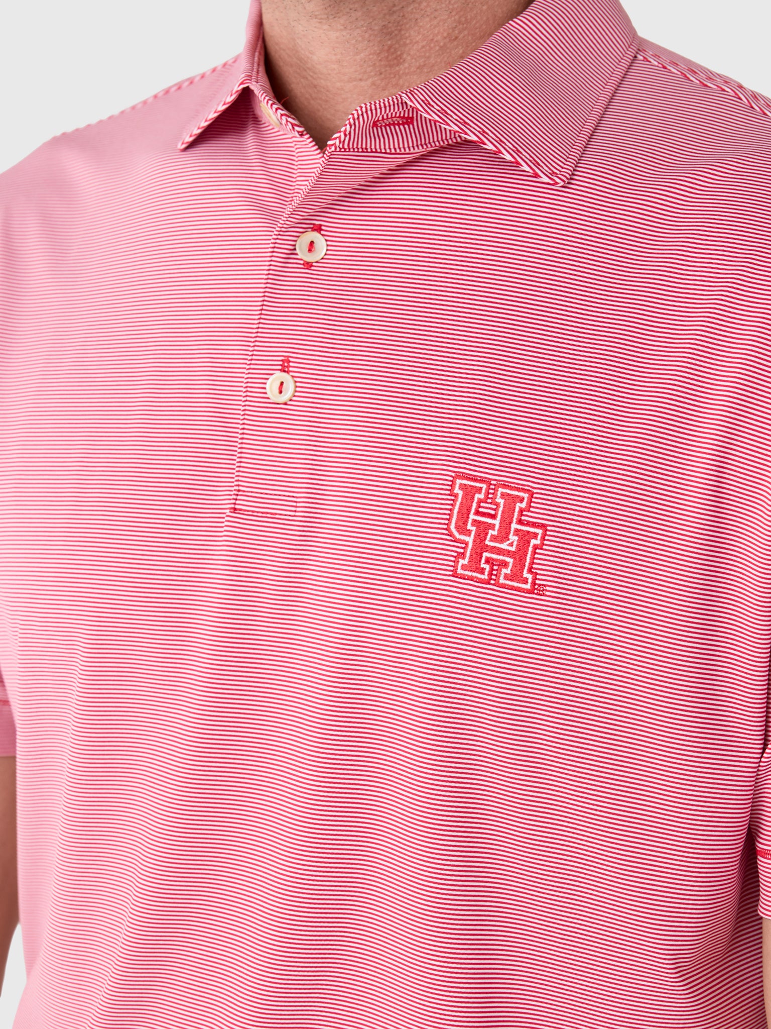 Peter Millar Collegiate Men's Jubilee Stripe Performance Jersey Polo - Saint Bernard