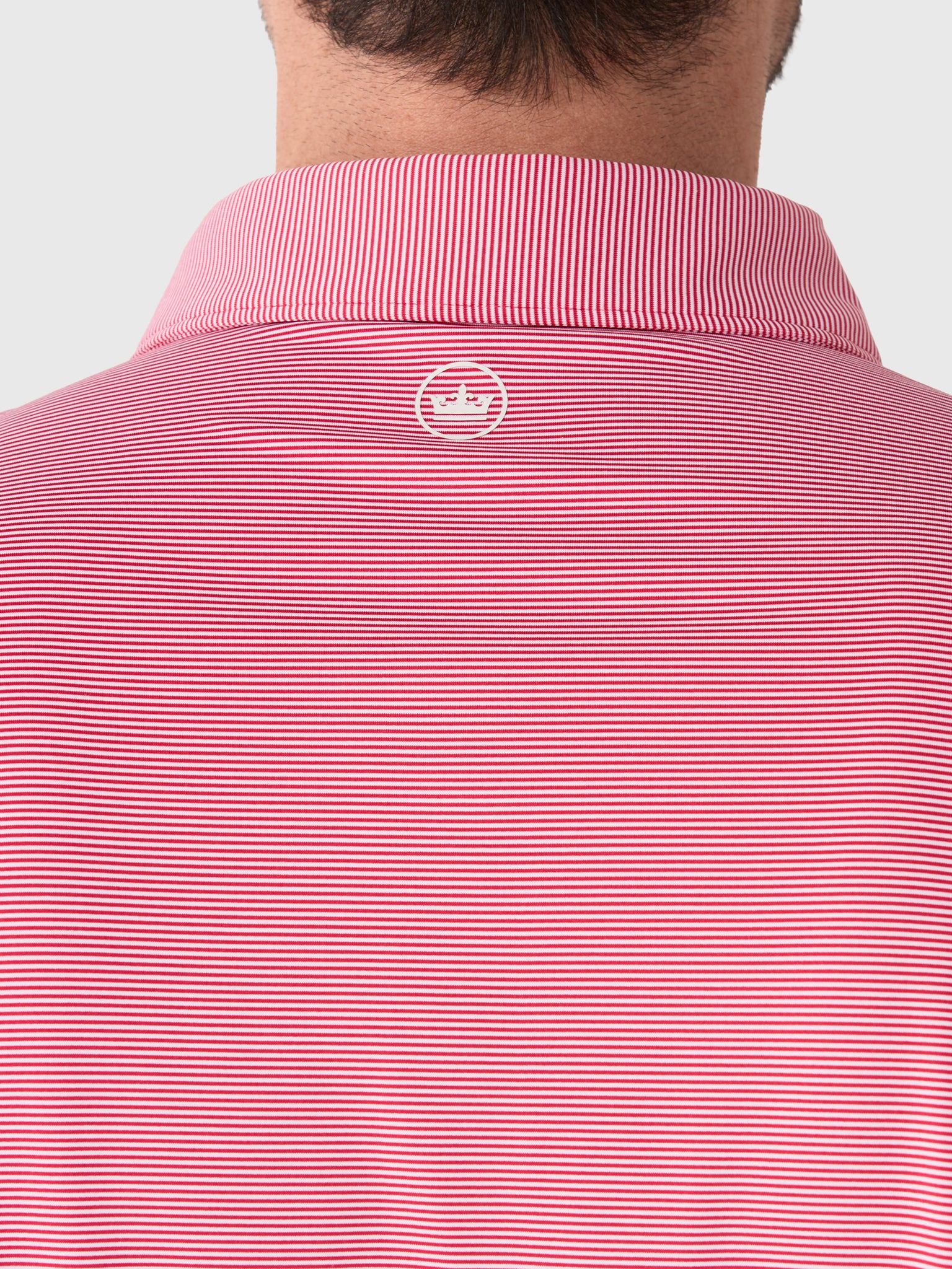 Peter Millar Collegiate Men's Jubilee Stripe Performance Jersey Polo - Saint Bernard