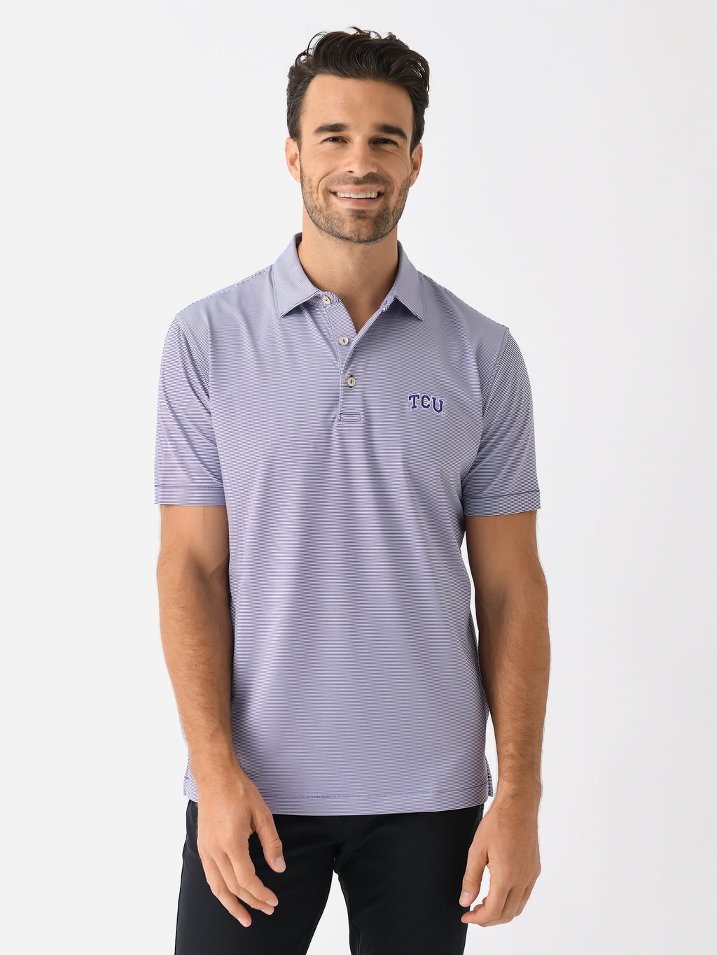 Peter Millar Collegiate Men's Jubilee Stripe Performance Jersey Polo - Saint Bernard