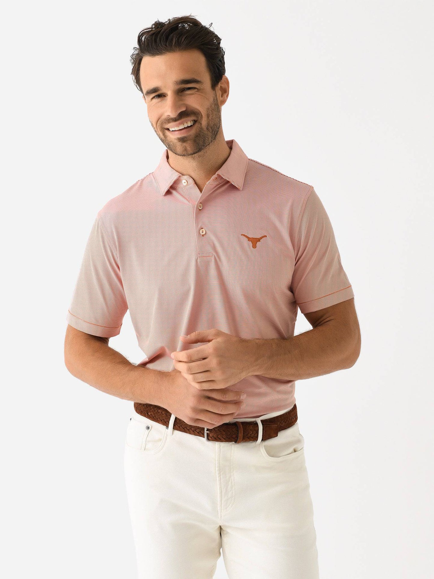 Peter Millar Collegiate Men's Jubilee Stripe Performance Jersey Polo - Saint Bernard