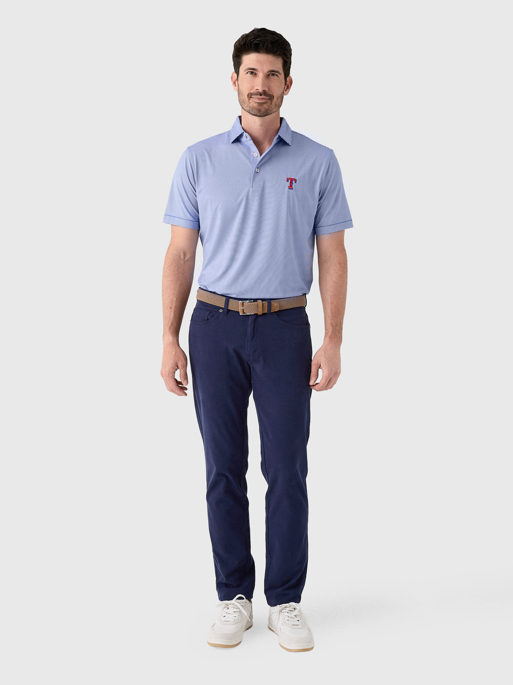 Peter Millar Major League Baseball Men's Texas Rangers Jubilee Stripe Performance Polo - Saint Bernard