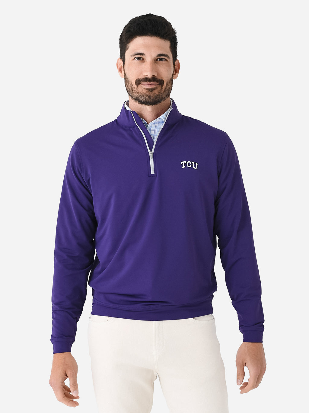 Peter Millar Collegiate Men's Perth Stretch Loop Terry Quarter-Zip - Saint Bernard