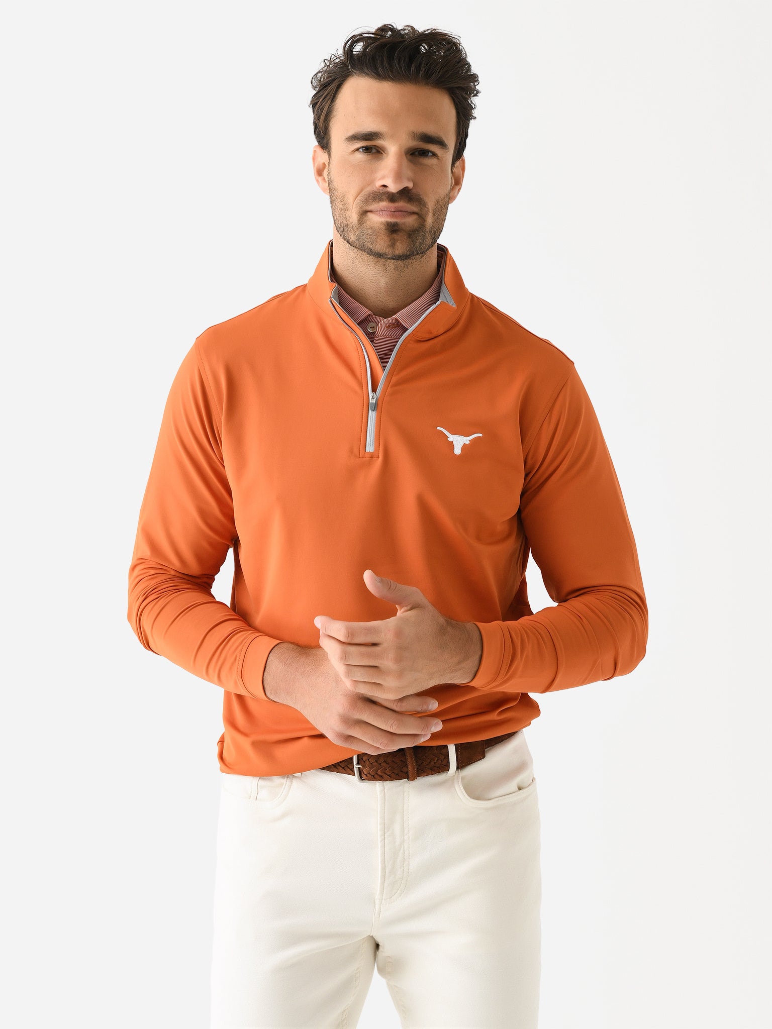 Peter Millar Collegiate Men's Perth Stretch Loop Terry Quarter-Zip - Saint Bernard