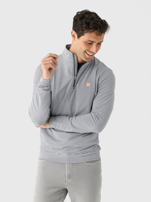 Peter Millar Major League Baseball Men's Houston Astros Perth Sugar Stripe Performance Quarter-Zip