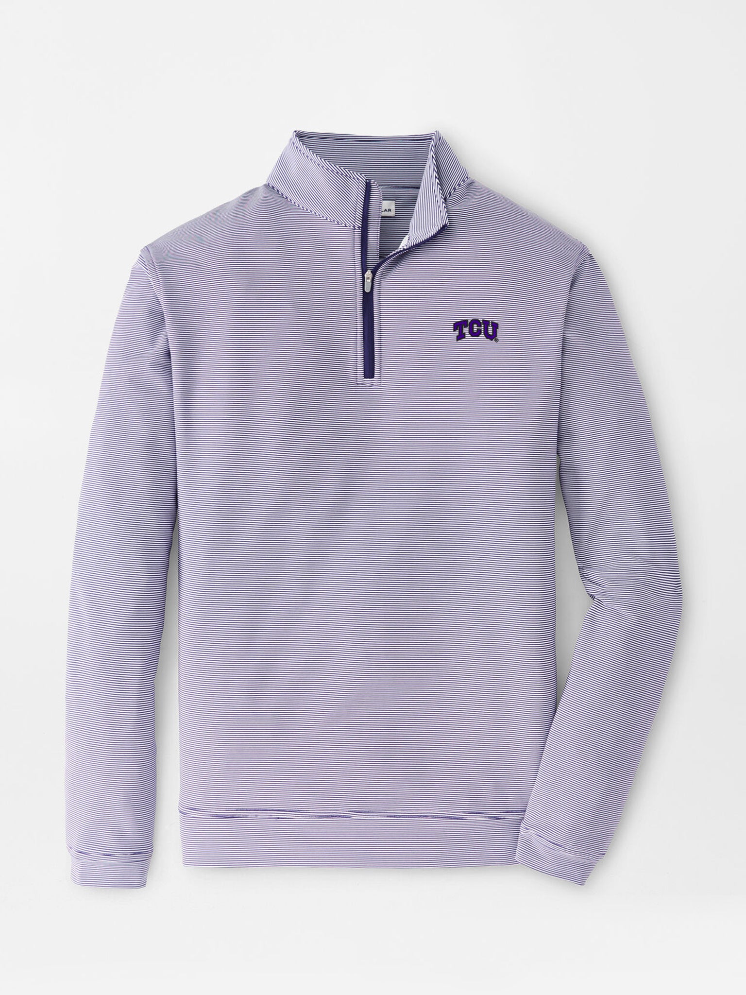 Peter Millar Collegiate Men's Perth Mini Stripe Performance Quarter-Zip - Saint Bernard