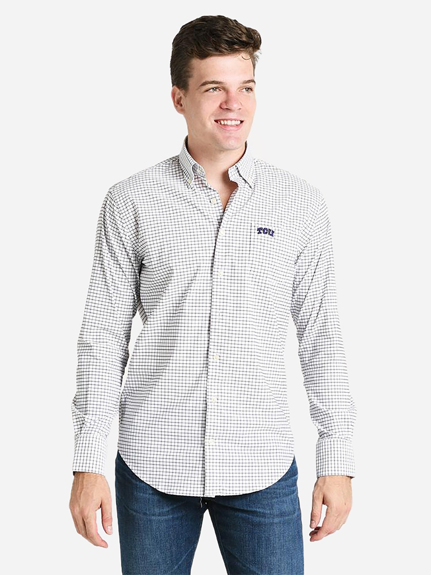 Peter Millar Collegiate Men's Stretch Tattersall Woven Sport Shirt - Saint Bernard