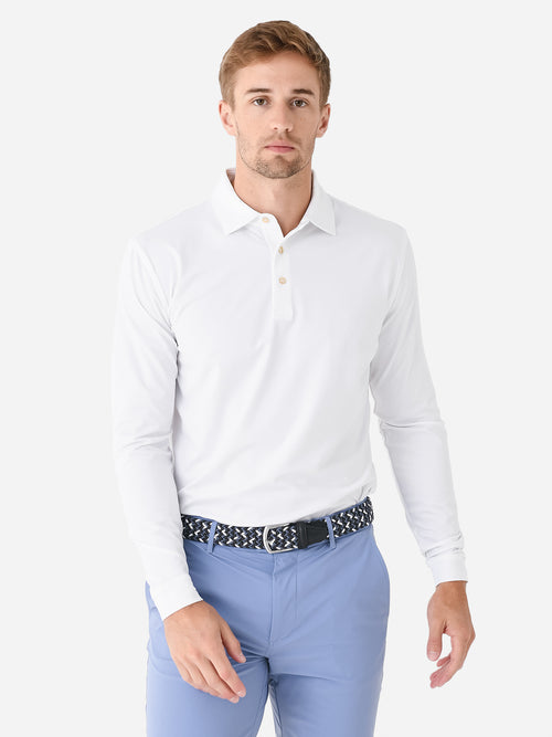 Peter Millar Crown Sport Men's Solid Long Sleeve Stretch Jersey Polo