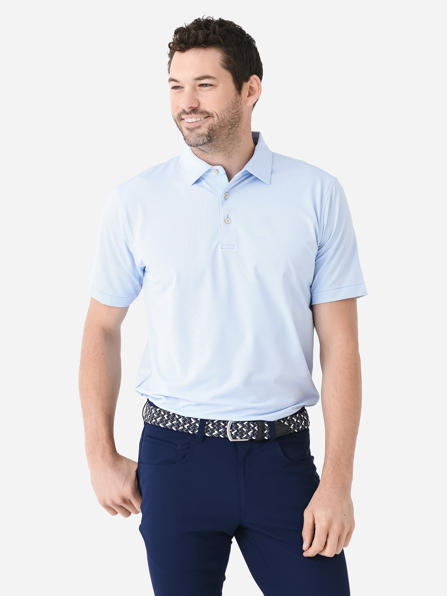 Peter Millar Crown Sport Men's Jubilee Stripe Performance Polo - Saint Bernard