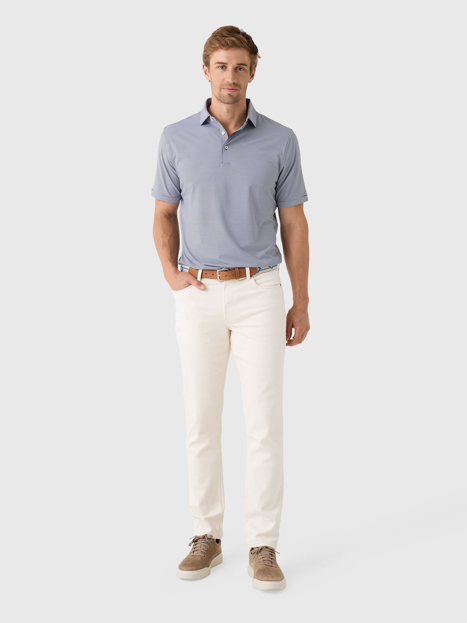 Peter Millar Crown Sport Men's Jubilee Stripe Performance Polo - Saint Bernard